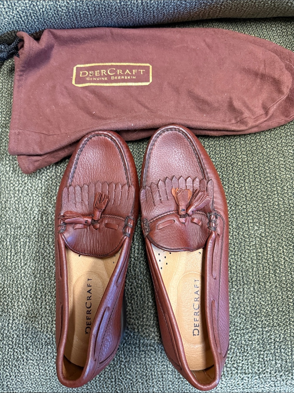 Men's Brown Leather Tassel Moc Toe Slip-On Loafers
Genuine Deerskin
